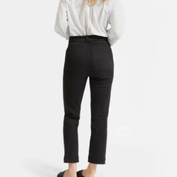 Everlane Women's The Slim Leg Crop Pants Cotton Twill Black -Pockets Size 00